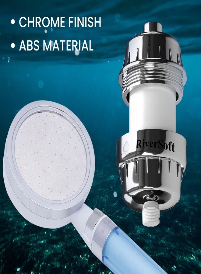 RiverSoft Combo pack handshower filter, Hose 1.5 m with Bliss-15 shower-tap filter for high hardness water |Water softener for bathroom (ABS, Chrome, Pack of 1) - Image 2